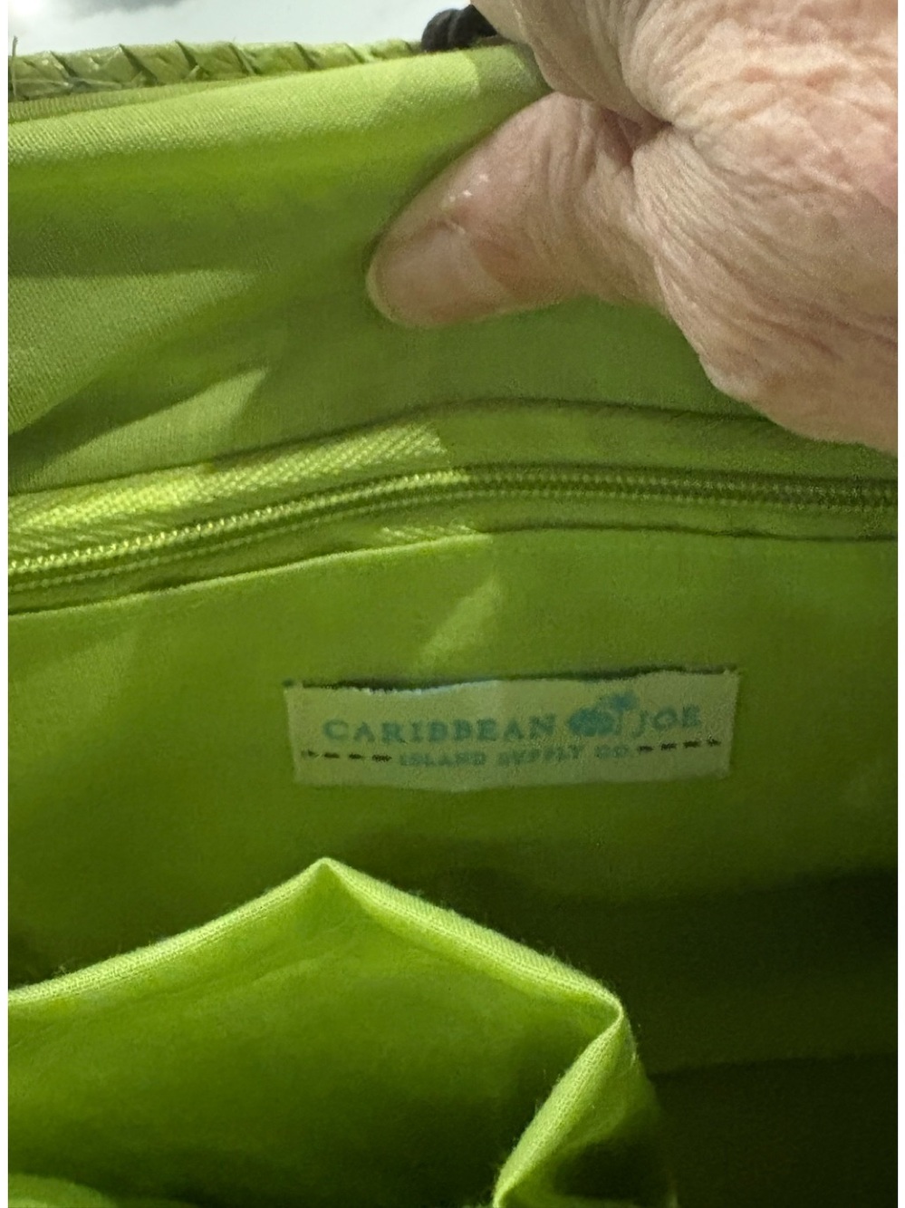 NWT Caribbean Joe Lime Green Wheat Straw HandHeld Tote Bag - Picture 11 of 12